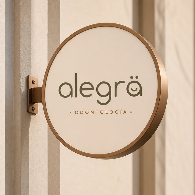Cartel de alegrä Odontologia en la fachada